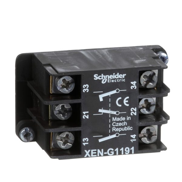 XENG1191 | Single contact block, spring return, 2-speed, spring return, front mounting, 2 NO + 1 NC