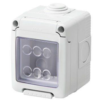 GW27042 | WATERTIGHT ENCLOSURE FOR SYSTEM DEVICES - 2 GANG - GREY RAL 7035 - IP55